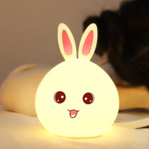 Cute Rabbit Night Light – Silicone Touch LED Lamp