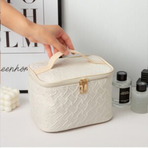 Large White Travel Makeup Bag – Portable & Spacious