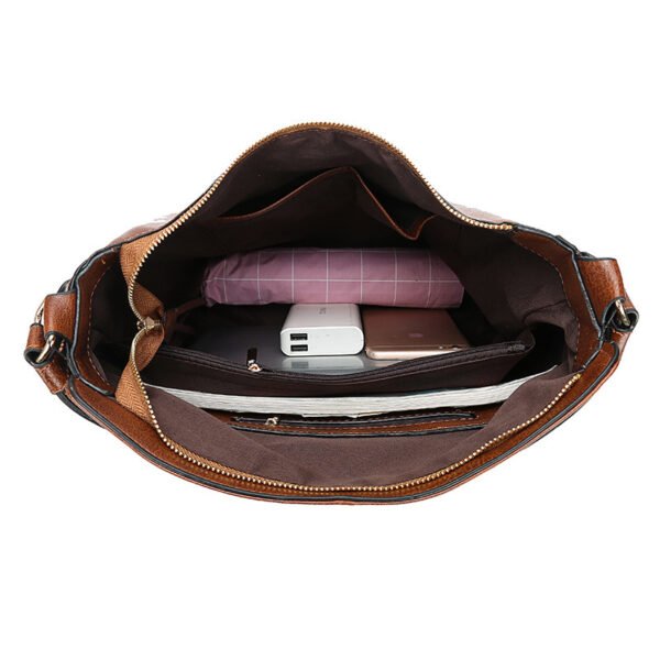Hobos Zipper Bucket Bags With Adjustable Shoulder-strap Handbags Temperament High Capacity Messenger Shoulder Bag For Women - Image 3
