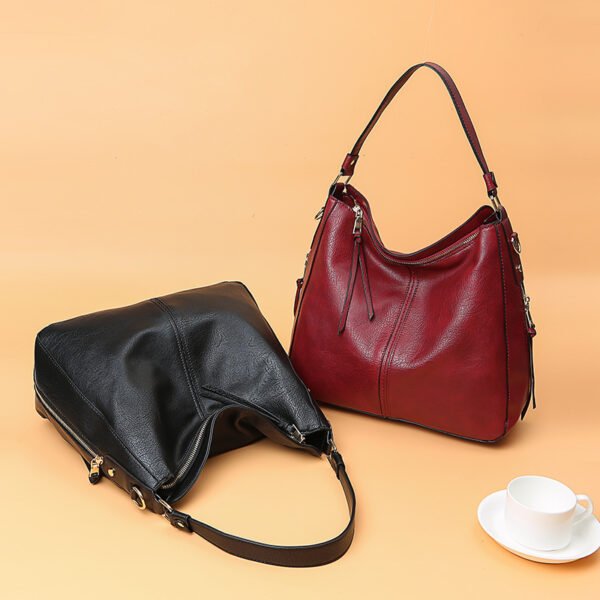 Hobos Zipper Bucket Bags With Adjustable Shoulder-strap Handbags Temperament High Capacity Messenger Shoulder Bag For Women - Image 6