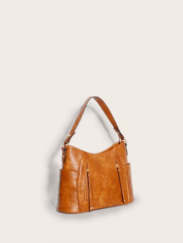 Retro Double Zipper Tassel Women's Portable Shoulder Bag - Image 10