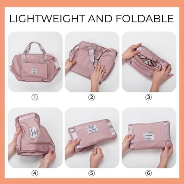 Foldable Storage Travel Bag Waterproof Large Capacity Gym Fitness Bag Weekender Overnight For Women - Image 4