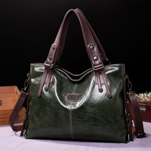Retro Fashion Tote Casual Soft Leather Shoulder Crossbody Large Capacity Women's Bag - Image 7