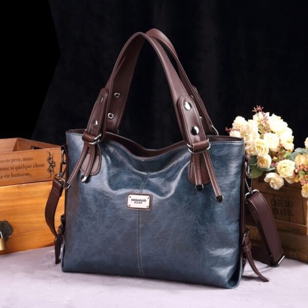 Retro Fashion Tote Casual Soft Leather Shoulder Crossbody Large Capacity Women's Bag - Image 2