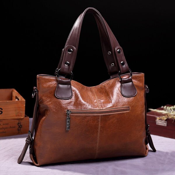 Retro Fashion Tote Casual Soft Leather Shoulder Crossbody Large Capacity Women's Bag - Image 8