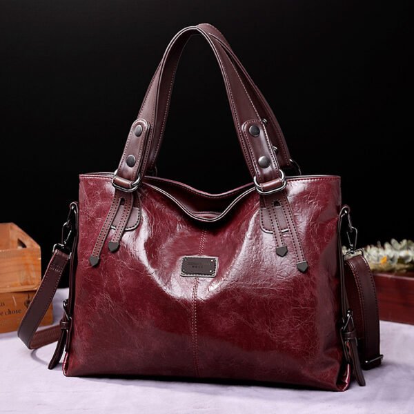 Retro Fashion Tote Casual Soft Leather Shoulder Crossbody Large Capacity Women's Bag - Image 9