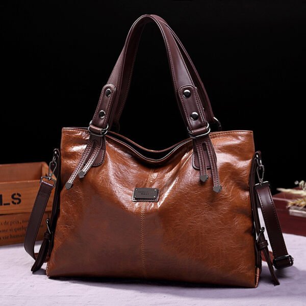 Retro Fashion Tote Casual Soft Leather Shoulder Crossbody Large Capacity Women's Bag - Image 3