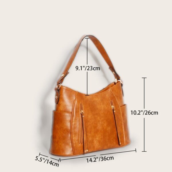 Retro Double Zipper Tassel Women's Portable Shoulder Bag - Image 8