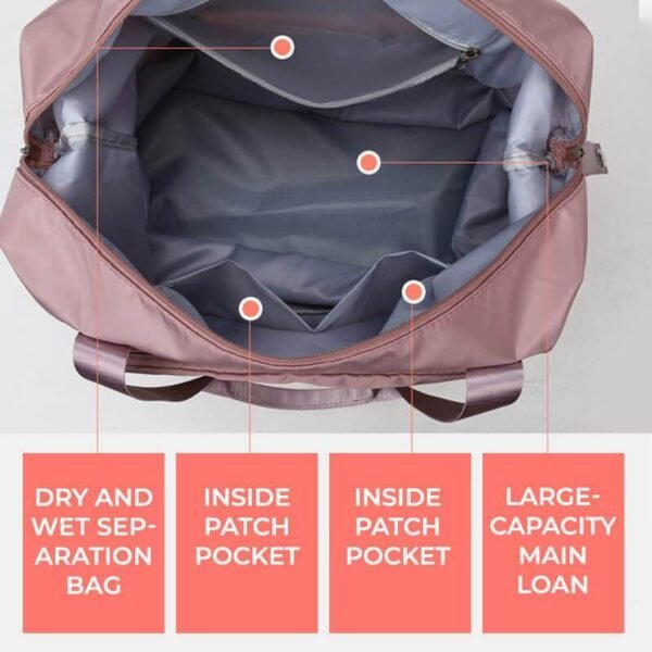 Foldable Storage Travel Bag Waterproof Large Capacity Gym Fitness Bag Weekender Overnight For Women - Image 6