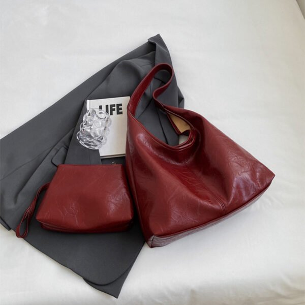 2pcs Composite Bag Fashion Shoulder Bag With Clutch Bag Casual Commuting Large Capacity Hobo Tote Bags Women - Image 8