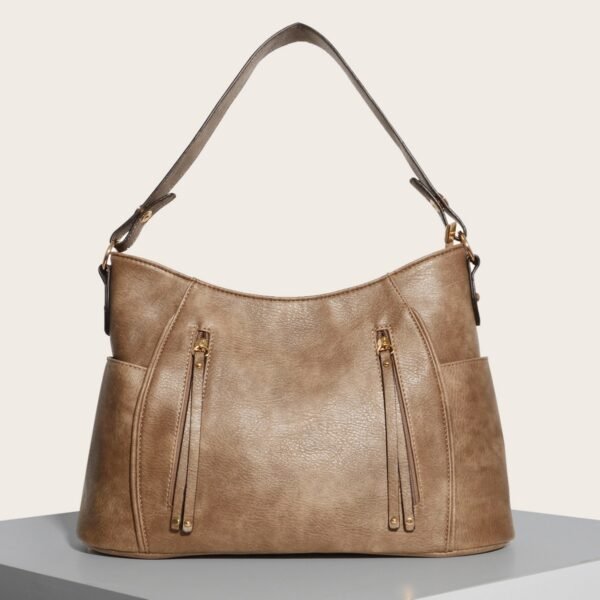 Retro Double Zipper Tassel Women's Portable Shoulder Bag - Image 4