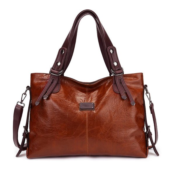 Retro Fashion Tote Casual Soft Leather Shoulder Crossbody Large Capacity Women's Bag - Image 5