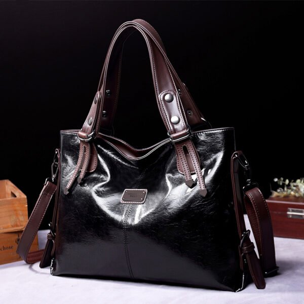 Retro Fashion Tote Casual Soft Leather Shoulder Crossbody Large Capacity Women's Bag - Image 6